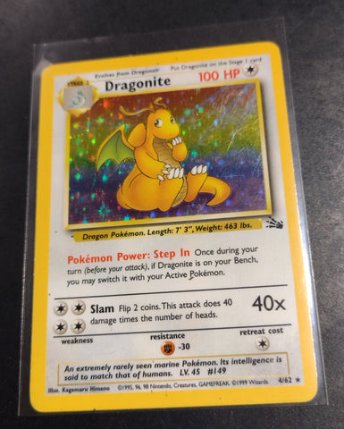 Pokemon Fossil Dragonite #4/62 Foil Trading Card
