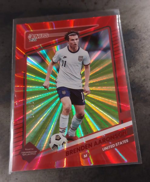 2022 Panini Donruss Soccer Road to Qatar Brendan Aaronson #165 Red Laser Parallel /99 Trading Card