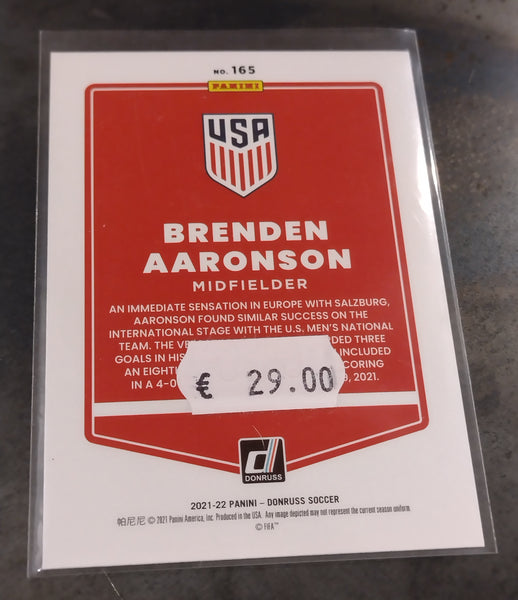 2022 Panini Donruss Soccer Road to Qatar Brendan Aaronson #165 Red Laser Parallel /99 Trading Card