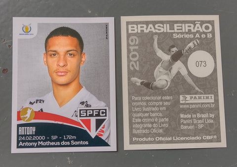 2019 Panini Brasileirã Series A e B Antony #073 Rookie Sticker