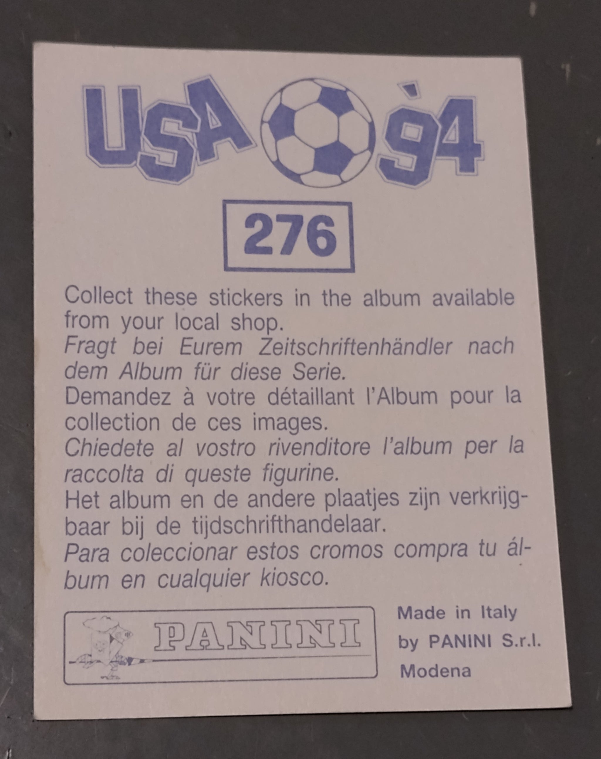 Panini World Cup USA 94 Roberto Baggio #276 Sticker – Rotterdam Comics