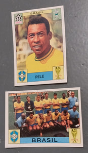Panini World Cup Story Sonric's Pele #38 + Brazil Team #36 Sticker Lot