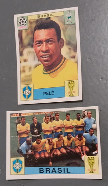 Panini World Cup Story Sonric's Pele #38 + Brazil Team #36 Sticker Lot