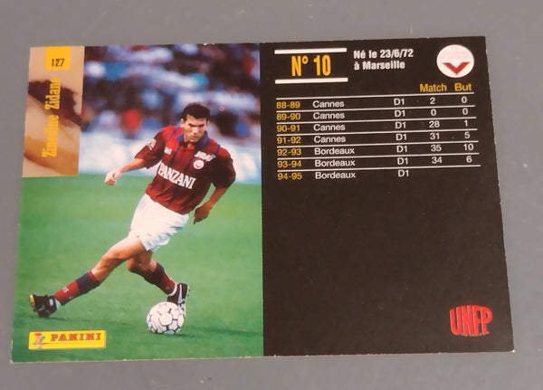 1995 Panini Football Cards Premium Zinedine Zidane #127 Trading Card