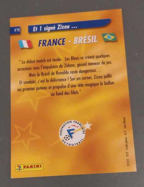 1998 Panini Equipe de France Zinedine Zidane #78 Trading Card