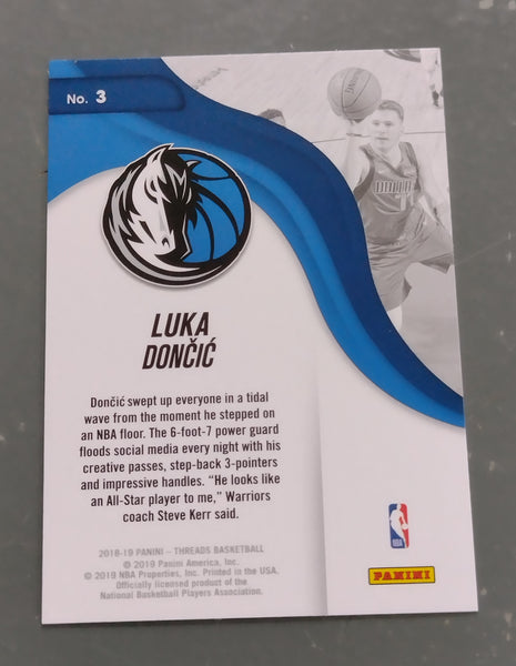 2018-19 Panini Threads Basketball Luka Doncic Next Wave #3 Rookie Card