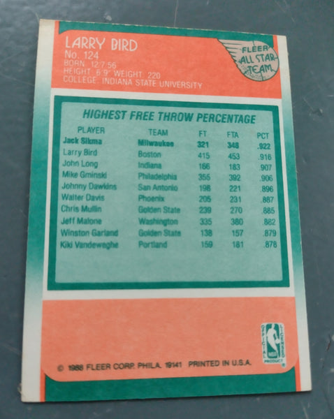 1988-89 Fleer Basketball Larry Bird All-Star Team #124 Trading Card